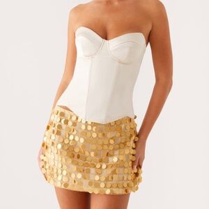Peppermayo Exclusive - Kasen Sequin Mini Skirt - Gold